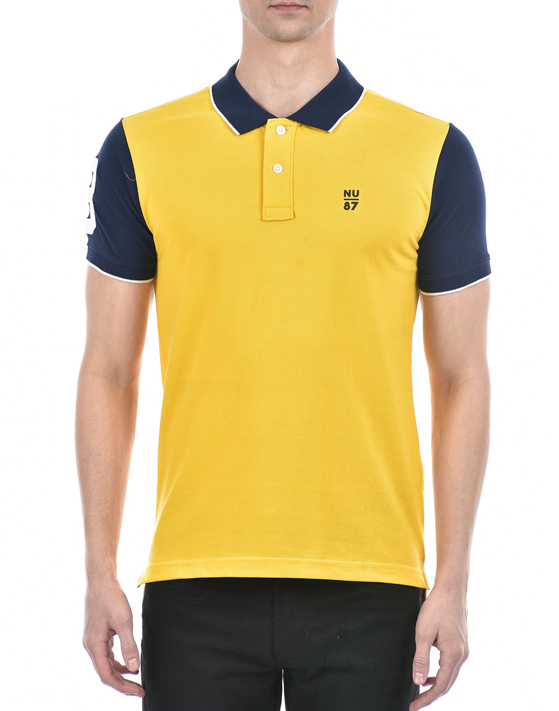 Numero Uno Men Color Block Yellow T-Shirt